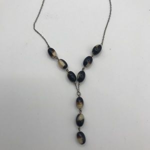 Sterling Silver Tortoise Beads Estate Y Chain Classic 16" Necklace Marked SRG925